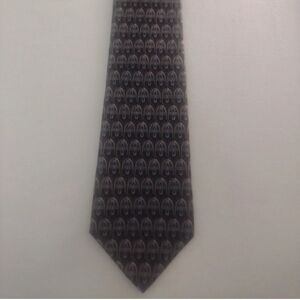 Stafford Men's 60" X 3.5" Black Gray Blue Gold Geometric Silk Tie